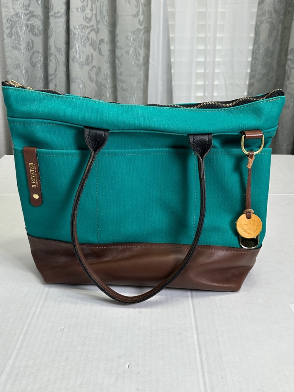 R. Riveter‎ Green Canvas Tote Bag Green